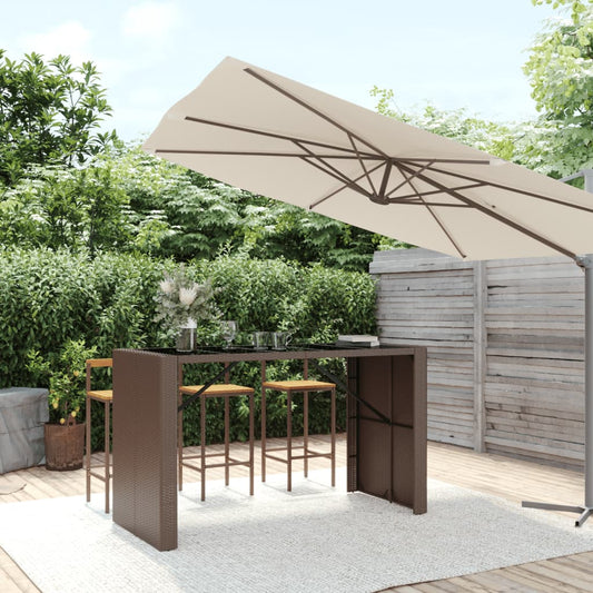 Bartafel met glazen blad 185x80x110 cm poly rattan bruin is nu te koop bij PeponiXL, paradijselijk wonen!