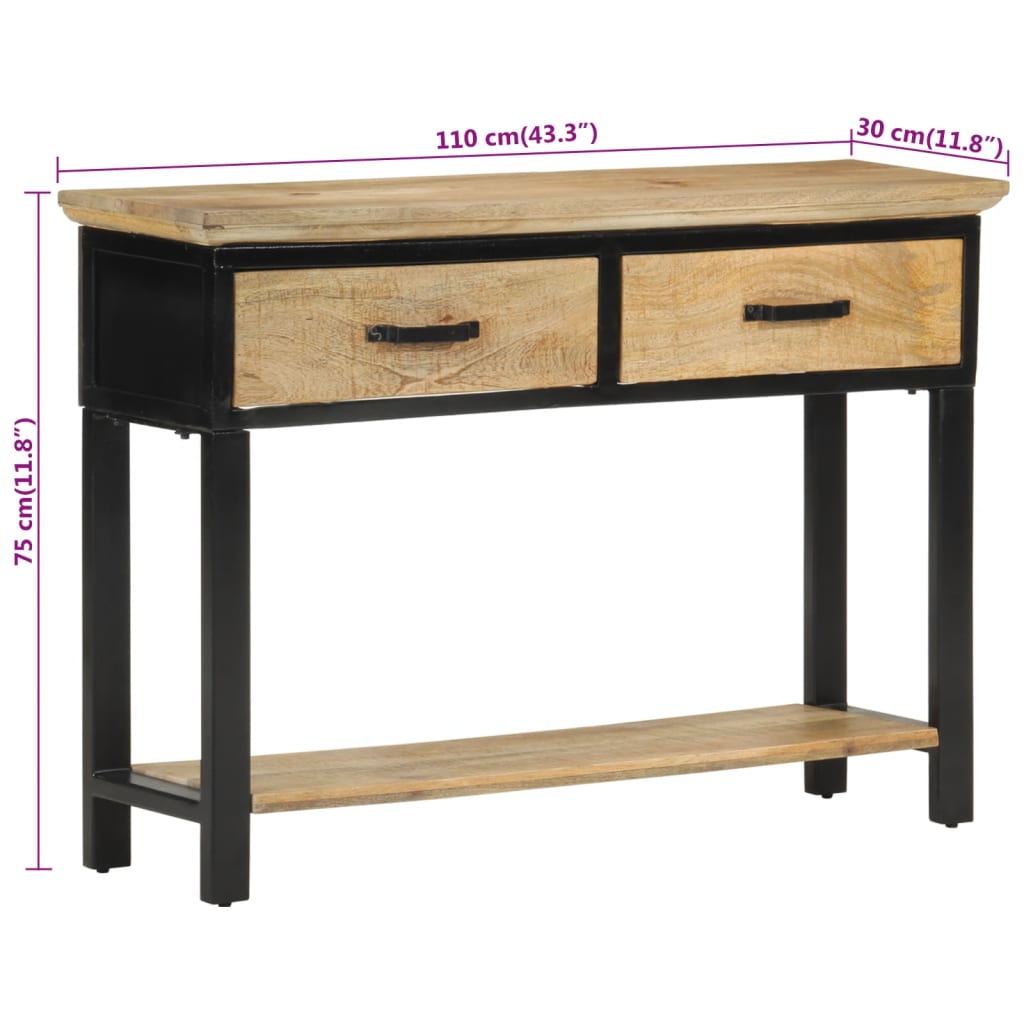 Wandtafel 110x30x75 cm massief ruw mangohout is nu te koop bij PeponiXL, paradijselijk wonen!