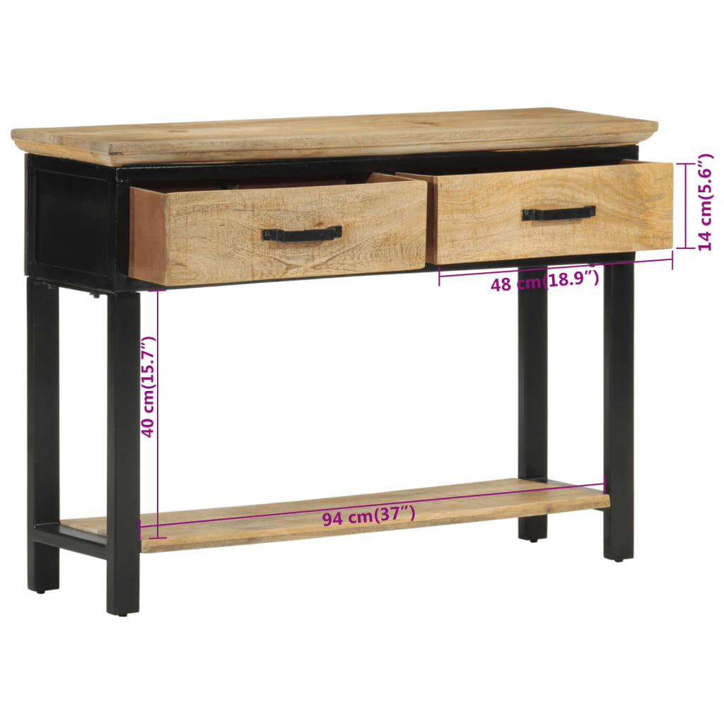 Wandtafel 110x30x75 cm massief ruw mangohout is nu te koop bij PeponiXL, paradijselijk wonen!