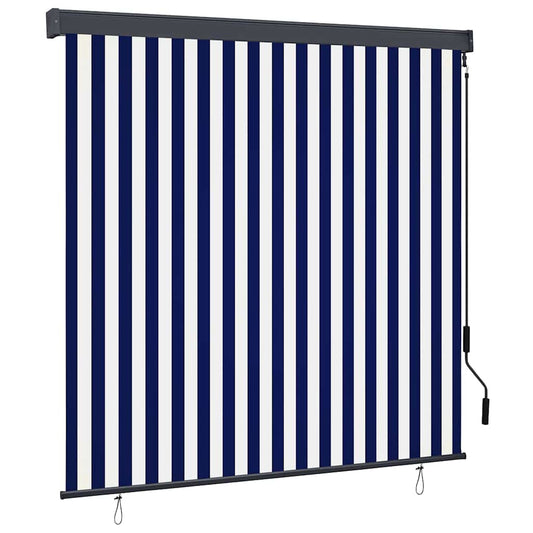 Rolgordijn Blauw en Wit 180 x 250 cm Stof en Aluminium is nu te koop bij PeponiXL, paradijselijk wonen!