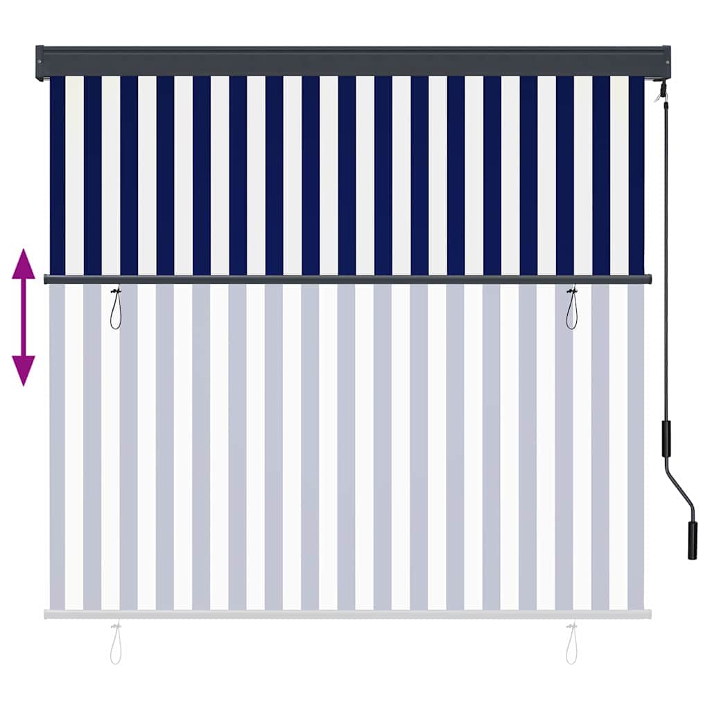 Rolgordijn Blauw en Wit 180 x 250 cm Stof en Aluminium is nu te koop bij PeponiXL, paradijselijk wonen!