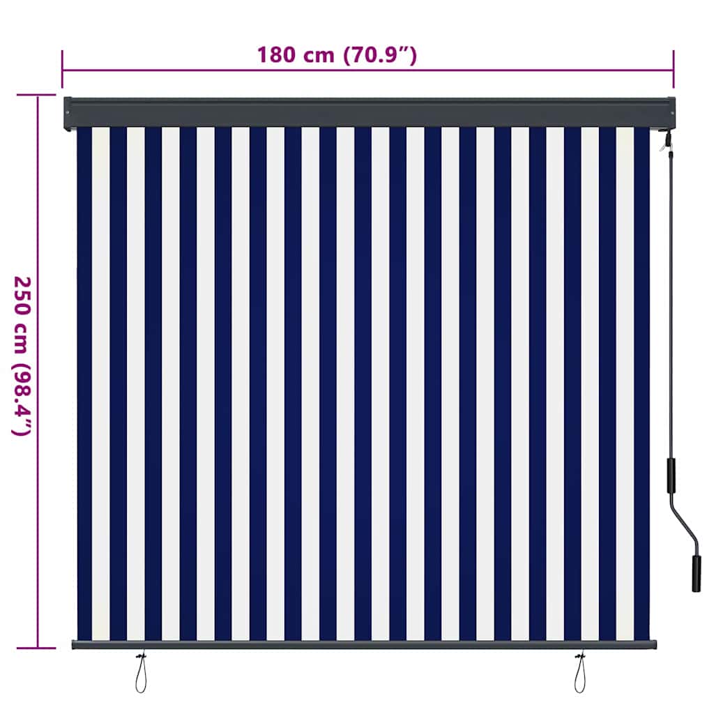 Rolgordijn Blauw en Wit 180 x 250 cm Stof en Aluminium is nu te koop bij PeponiXL, paradijselijk wonen!
