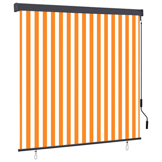 Rolgordijn Wit en Oranje 180 x 250 cm Stof en Aluminium is nu te koop bij PeponiXL, paradijselijk wonen!