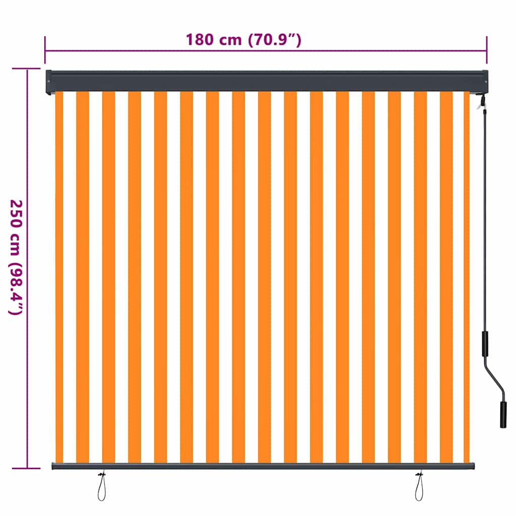Rolgordijn Wit en Oranje 180 x 250 cm Stof en Aluminium is nu te koop bij PeponiXL, paradijselijk wonen!