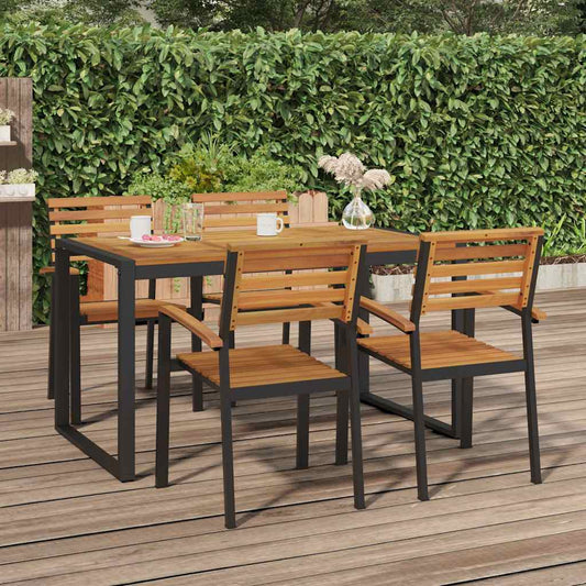 Tuintafel met U-vormige poten 140x80x75 cm massief acaciahout is nu te koop bij PeponiXL, paradijselijk wonen!