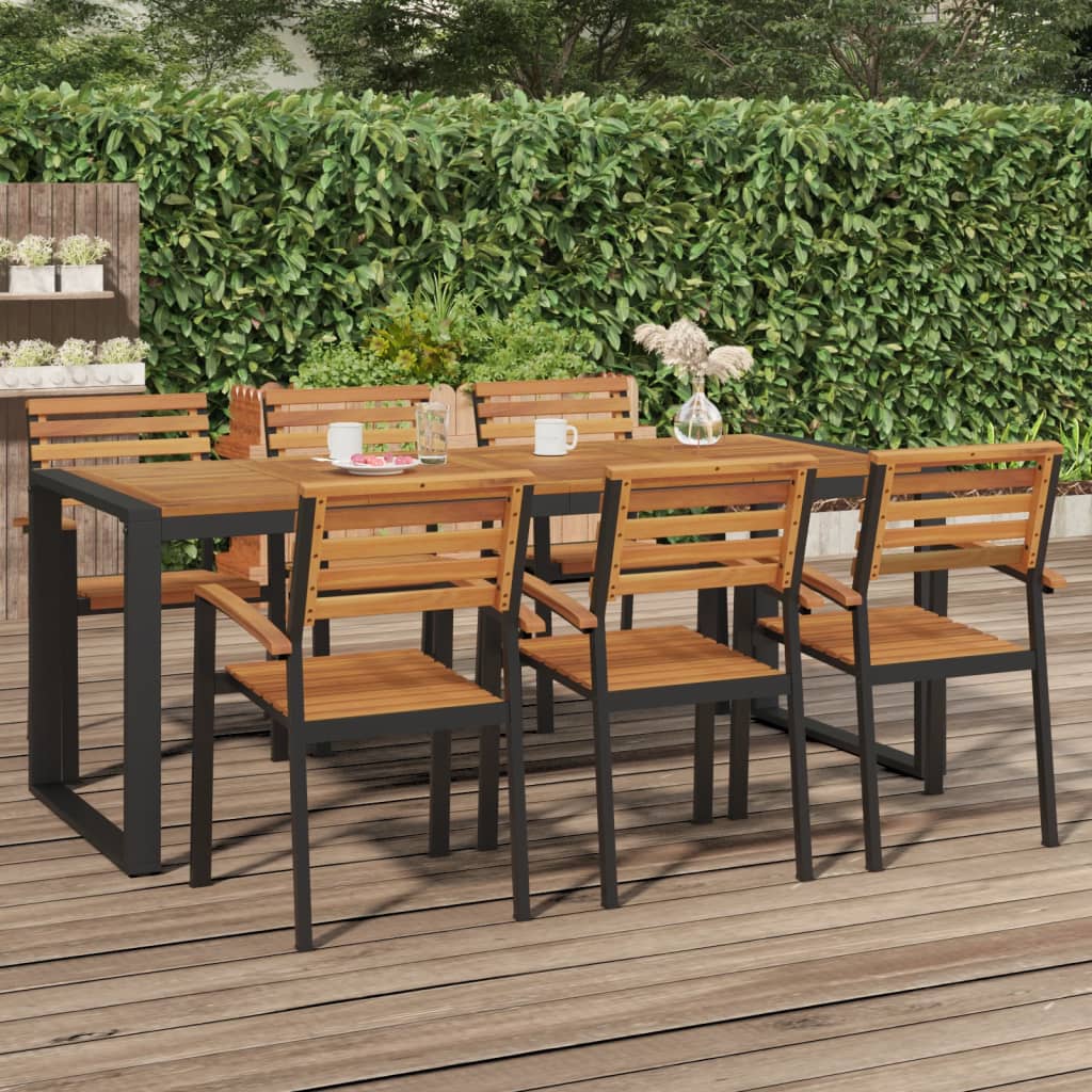Tuintafel met U-vormige poten 200x90x75 cm massief acaciahout is nu te koop bij PeponiXL, paradijselijk wonen!