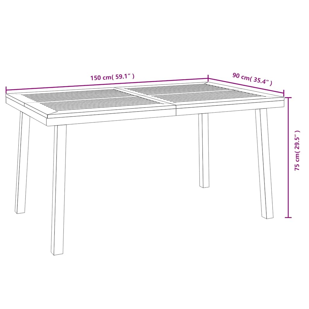Tuintafel 150x90x75 cm massief acaciahout is nu te koop bij PeponiXL, paradijselijk wonen!