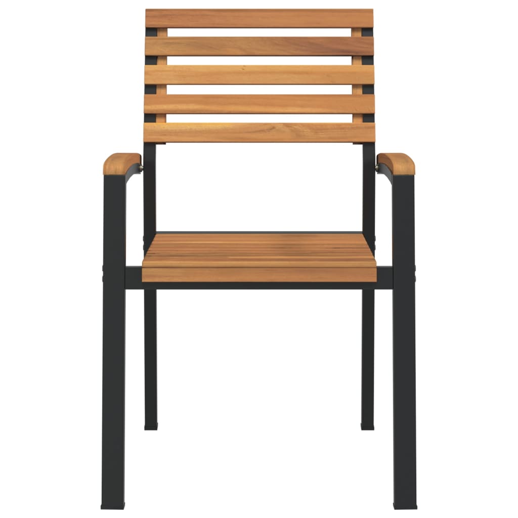 Tuinstoelen 2 st stapelbaar massief acaciahout en metaal is nu te koop bij PeponiXL, paradijselijk wonen!