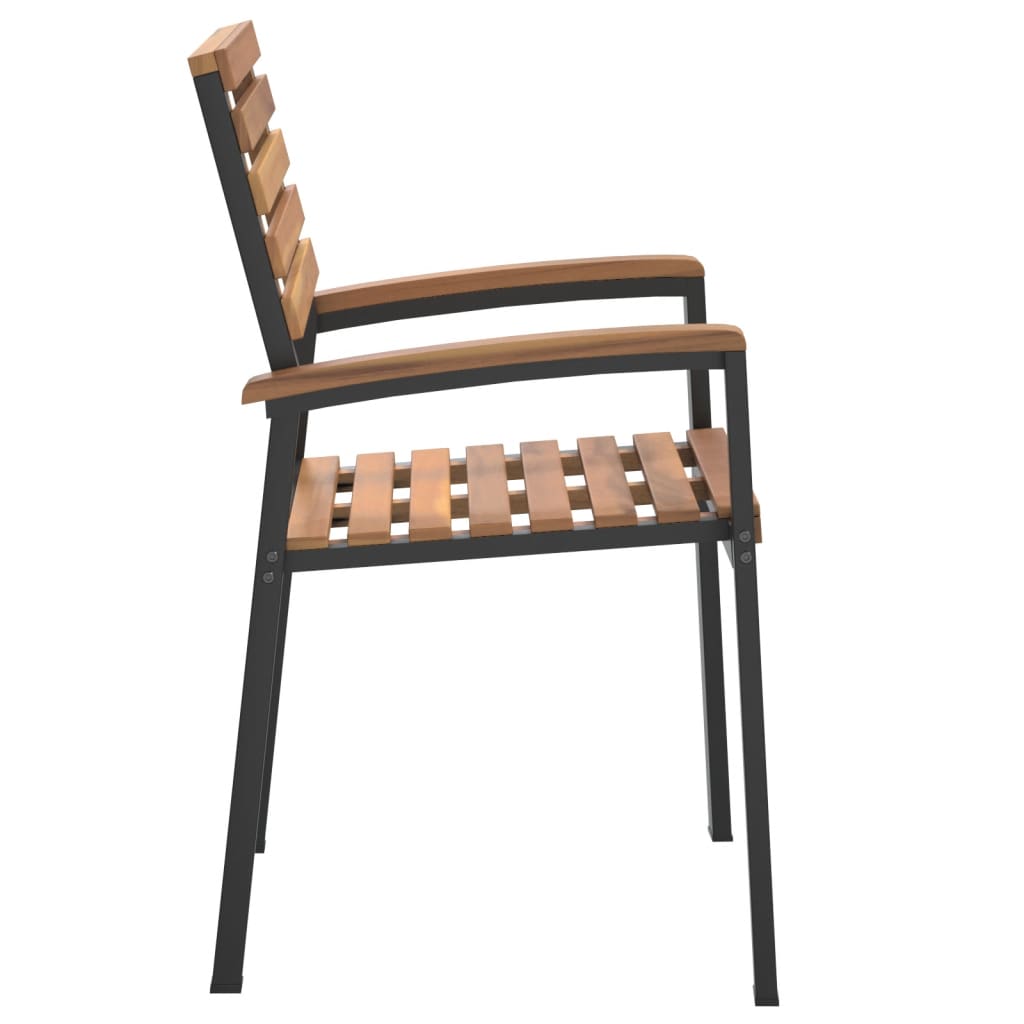 Tuinstoelen 2 st stapelbaar massief acaciahout en metaal is nu te koop bij PeponiXL, paradijselijk wonen!