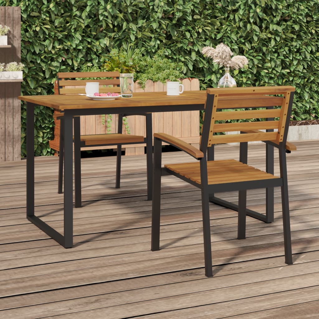 Tuinstoelen 2 st stapelbaar massief acaciahout en metaal is nu te koop bij PeponiXL, paradijselijk wonen!