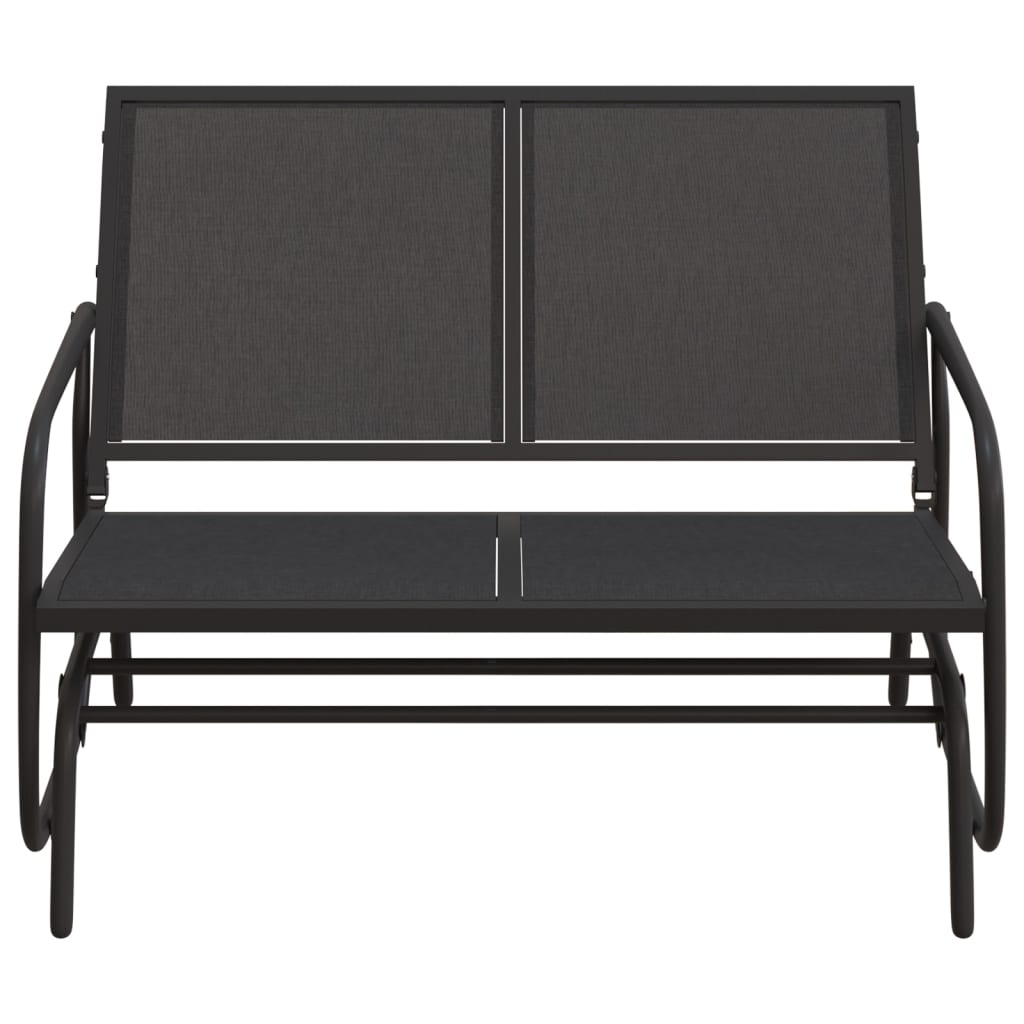 Schuifbank tuin 120,5x76x86,5 cm textielfolie en staal zwart is nu te koop bij PeponiXL, paradijselijk wonen!