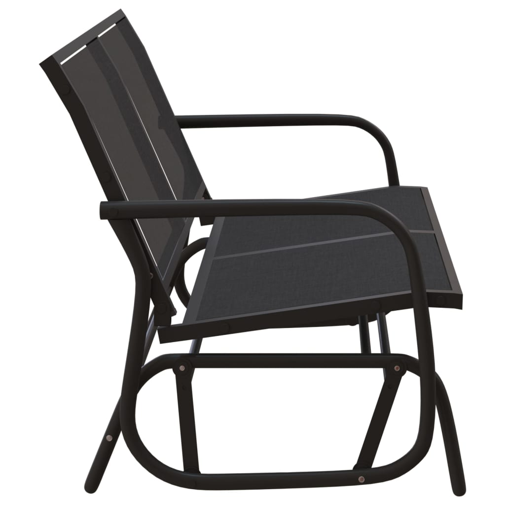 Schuifbank tuin 120,5x76x86,5 cm textielfolie en staal zwart is nu te koop bij PeponiXL, paradijselijk wonen!