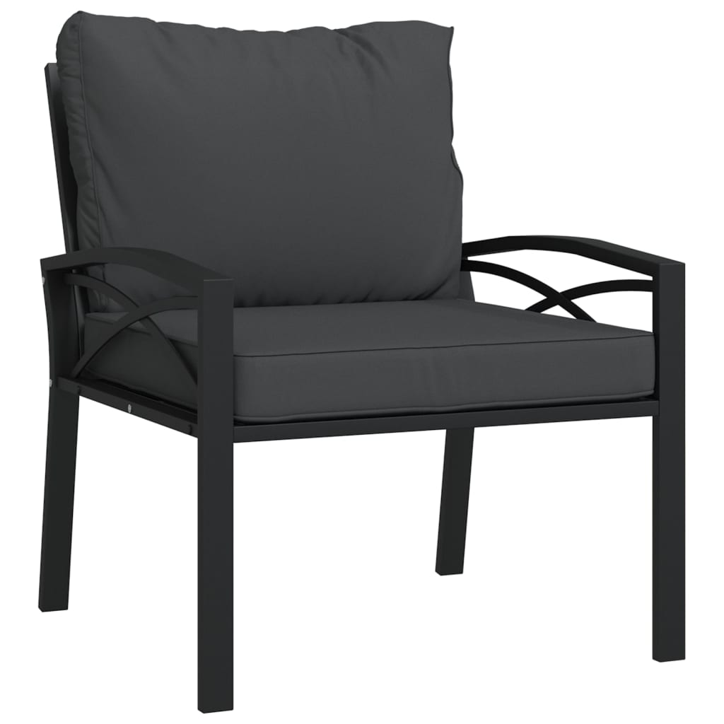 Tuinstoel met grijze kussens 68x76x79 cm staal is nu te koop bij PeponiXL, paradijselijk wonen!