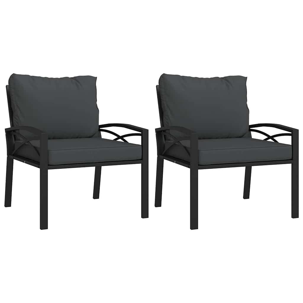 Tuinstoelen met grijze kussens 2 st 68x76x79 cm staal is nu te koop bij PeponiXL, paradijselijk wonen!