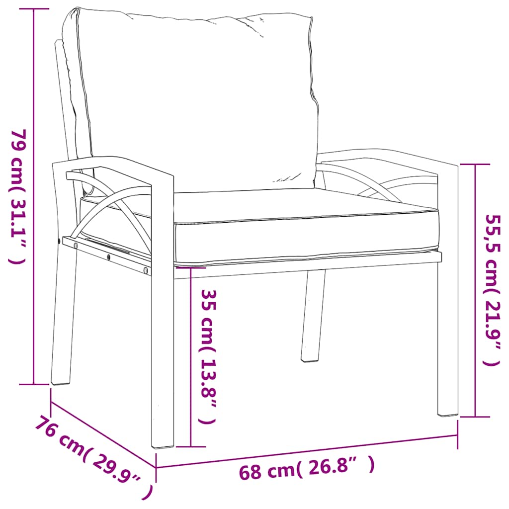 Tuinstoelen met grijze kussens 2 st 68x76x79 cm staal is nu te koop bij PeponiXL, paradijselijk wonen!