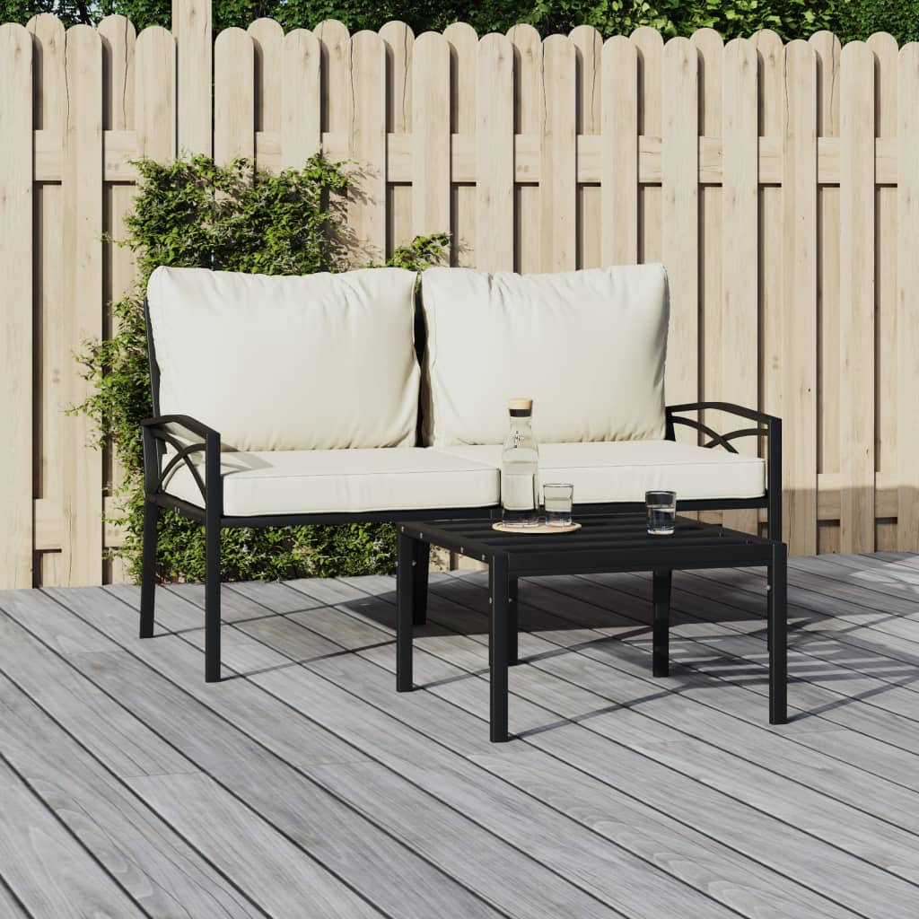 Tuinstoelen met zandkleurige kussens 2 st 62x75x79 cm staal is nu te koop bij PeponiXL, paradijselijk wonen!