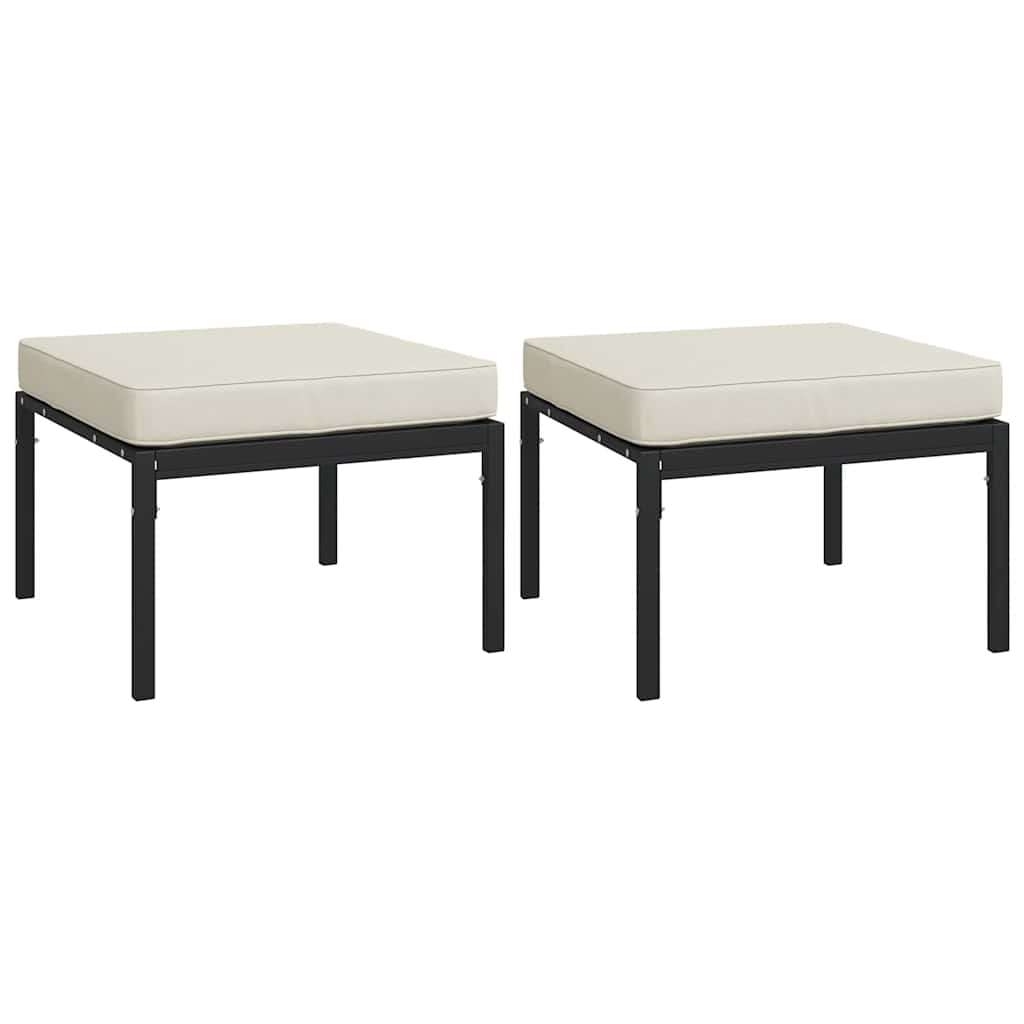Tuinvoetenbanken met zandkleur kussens 2 st 60x60x35 cm staal is nu te koop bij PeponiXL, paradijselijk wonen!