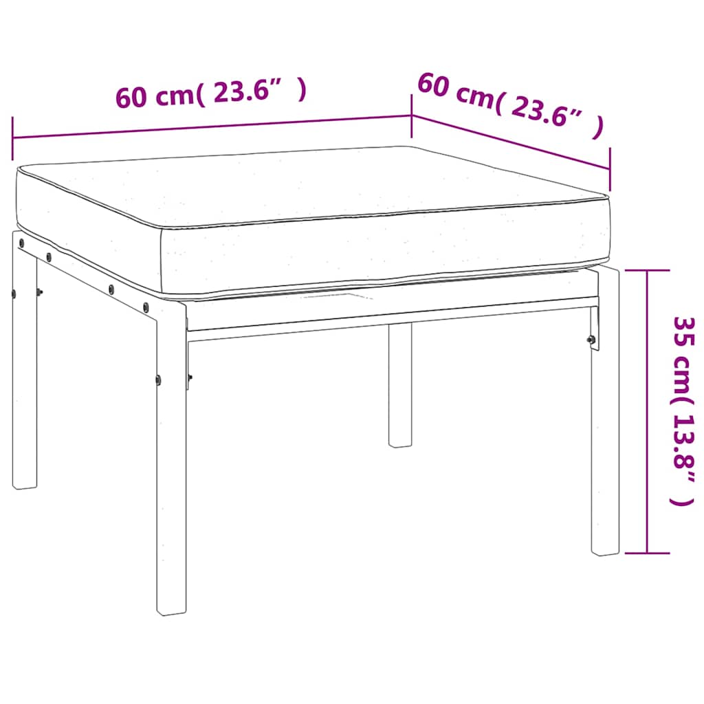 Tuinvoetenbanken met zandkleur kussens 2 st 60x60x35 cm staal is nu te koop bij PeponiXL, paradijselijk wonen!