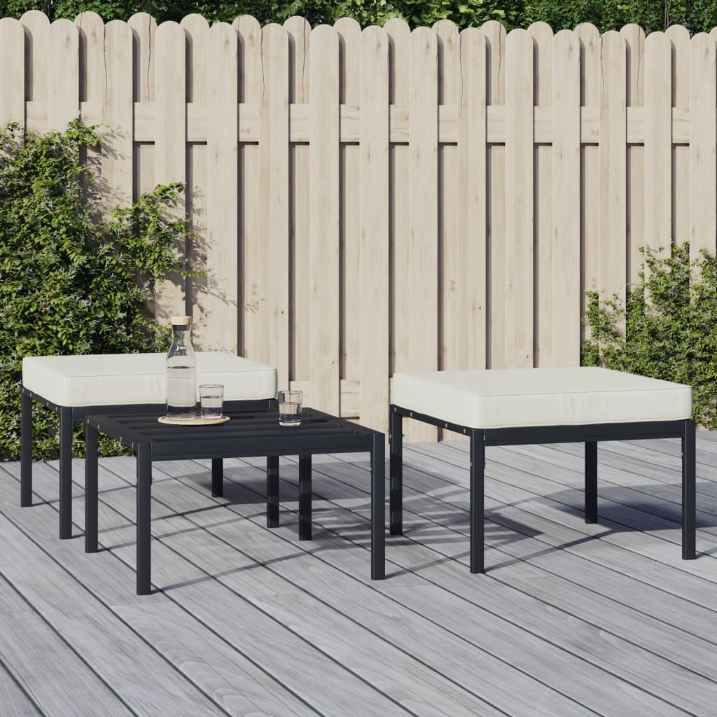 Tuinvoetenbanken met zandkleur kussens 2 st 60x60x35 cm staal is nu te koop bij PeponiXL, paradijselijk wonen!