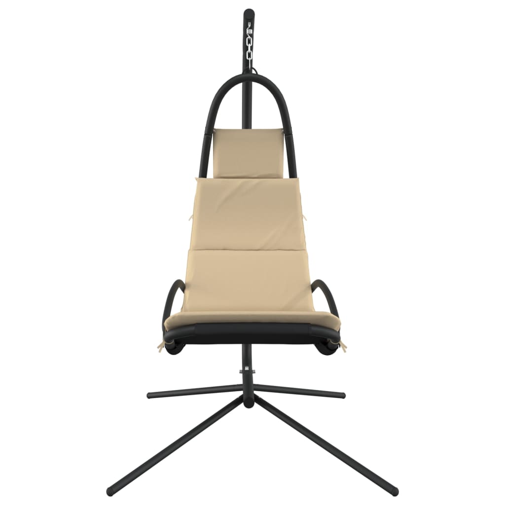Schommelstoel met kussen Oxford-stof en staal crèmekleurig is nu te koop bij PeponiXL, paradijselijk wonen!
