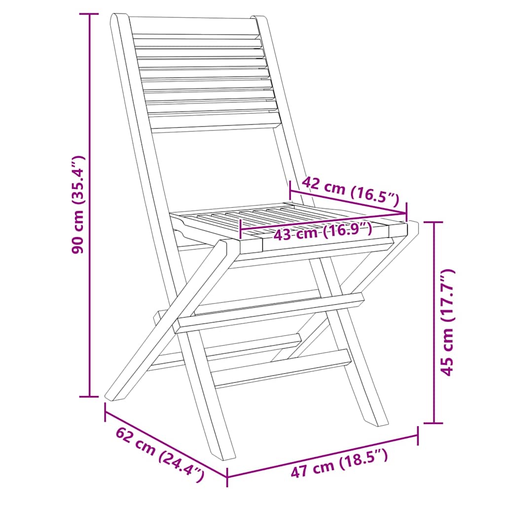 Tuinstoelen inklapbaar 2 st 47x62x90 cm massief teakhout is nu te koop bij PeponiXL, paradijselijk wonen!