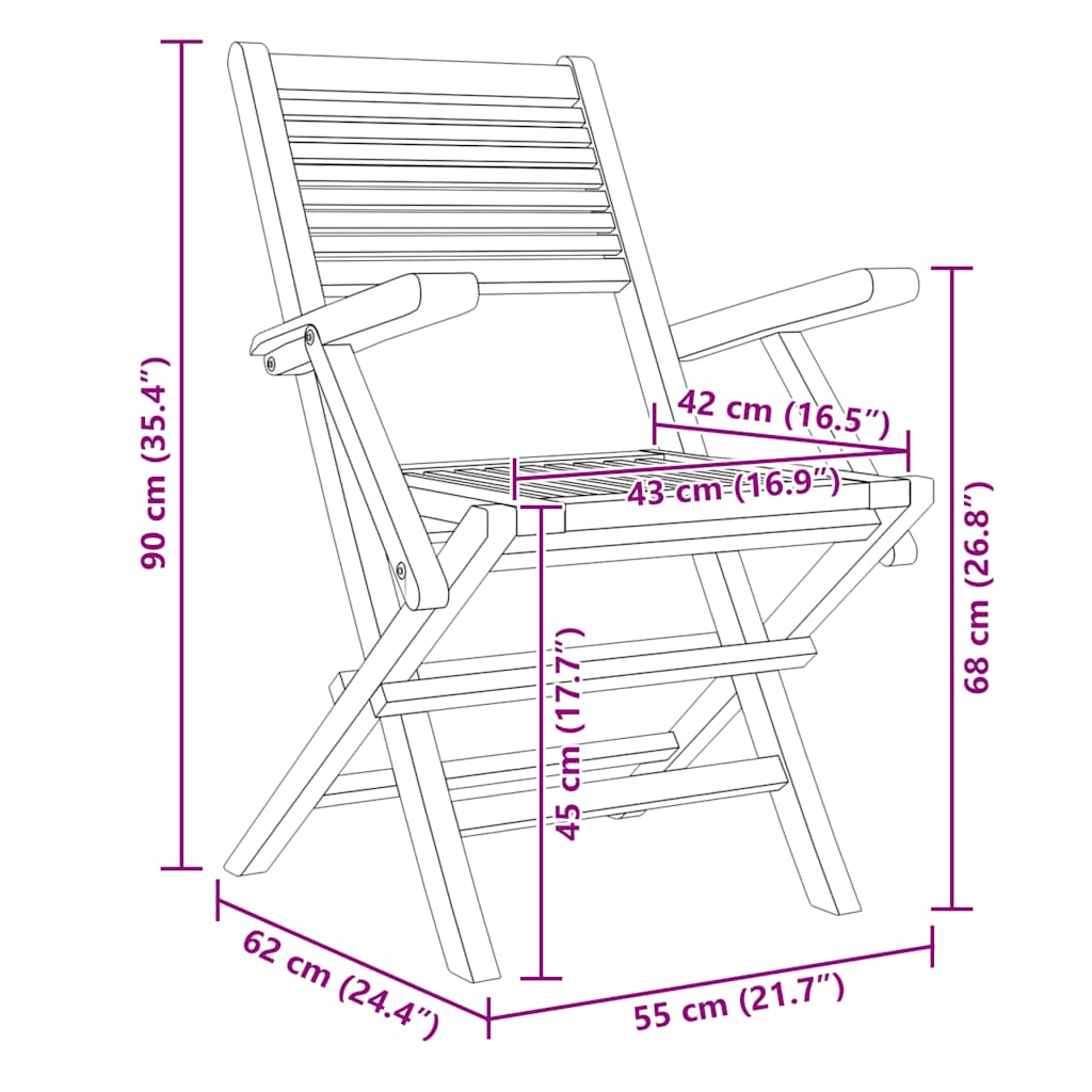 Tuinstoelen inklapbaar 2 st 55x62x90 cm massief teakhout is nu te koop bij PeponiXL, paradijselijk wonen!