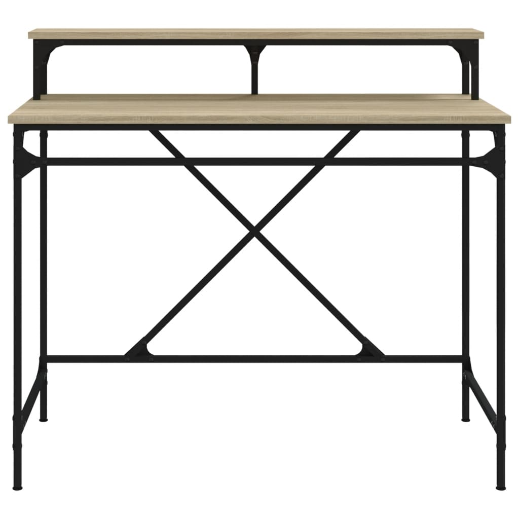 Bureau 100x50x90 cm bewerkt hout en ijzer sonoma eikenkleur is nu te koop bij PeponiXL, paradijselijk wonen!