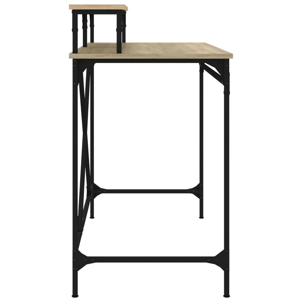 Bureau 100x50x90 cm bewerkt hout en ijzer sonoma eikenkleur is nu te koop bij PeponiXL, paradijselijk wonen!