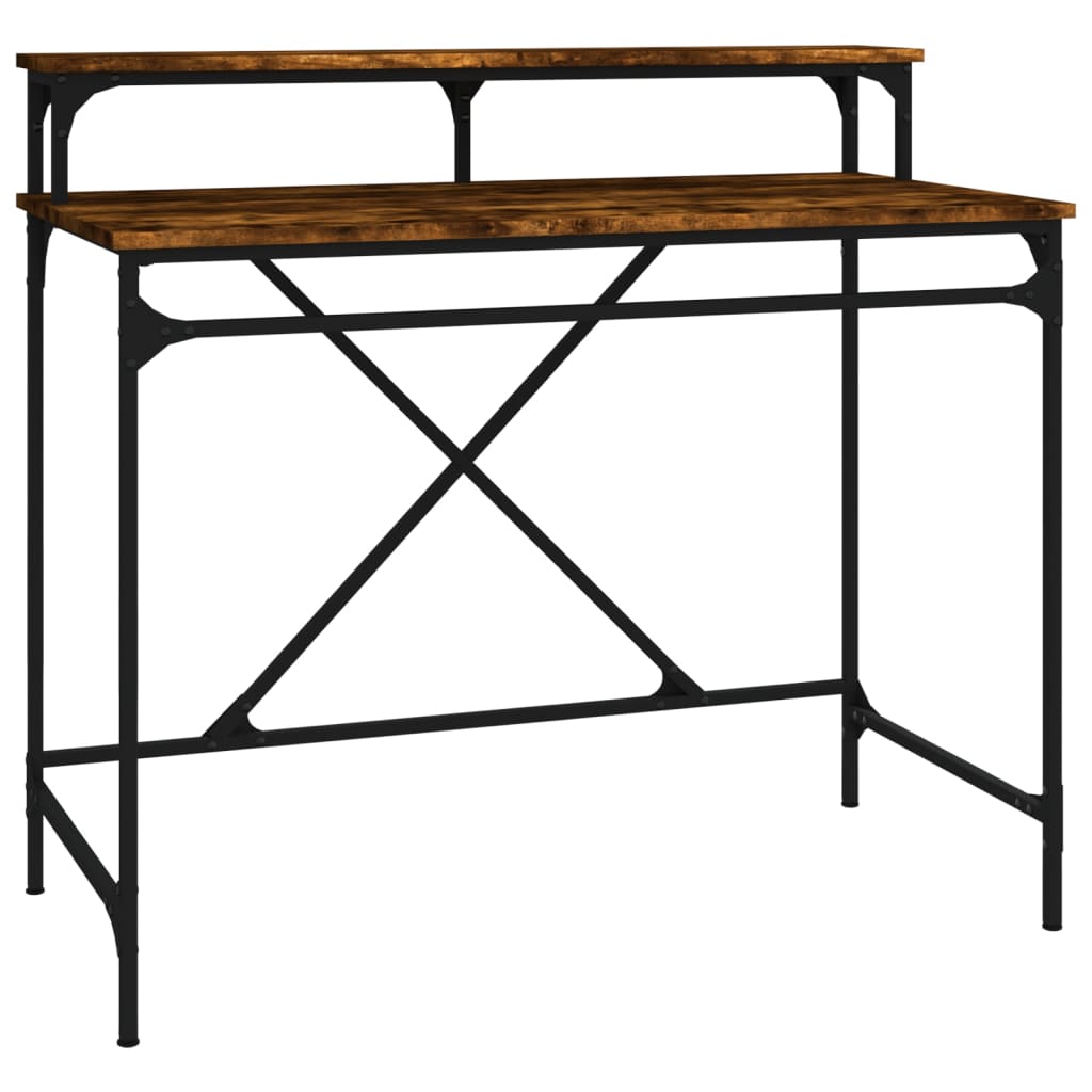 Bureau 100x50x90 cm bewerkt hout en ijzer gerookt eikenkleurig is nu te koop bij PeponiXL, paradijselijk wonen!