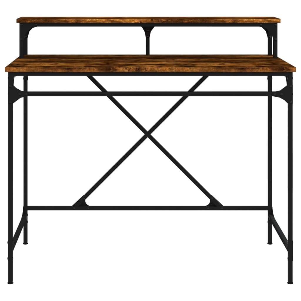 Bureau 100x50x90 cm bewerkt hout en ijzer gerookt eikenkleurig is nu te koop bij PeponiXL, paradijselijk wonen!