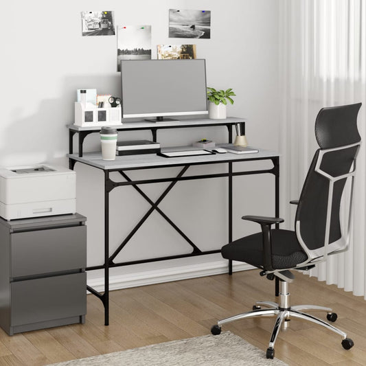 Bureau 100x50x90 cm bewerkt hout en ijzer grijs sonoma eiken is nu te koop bij PeponiXL, paradijselijk wonen!