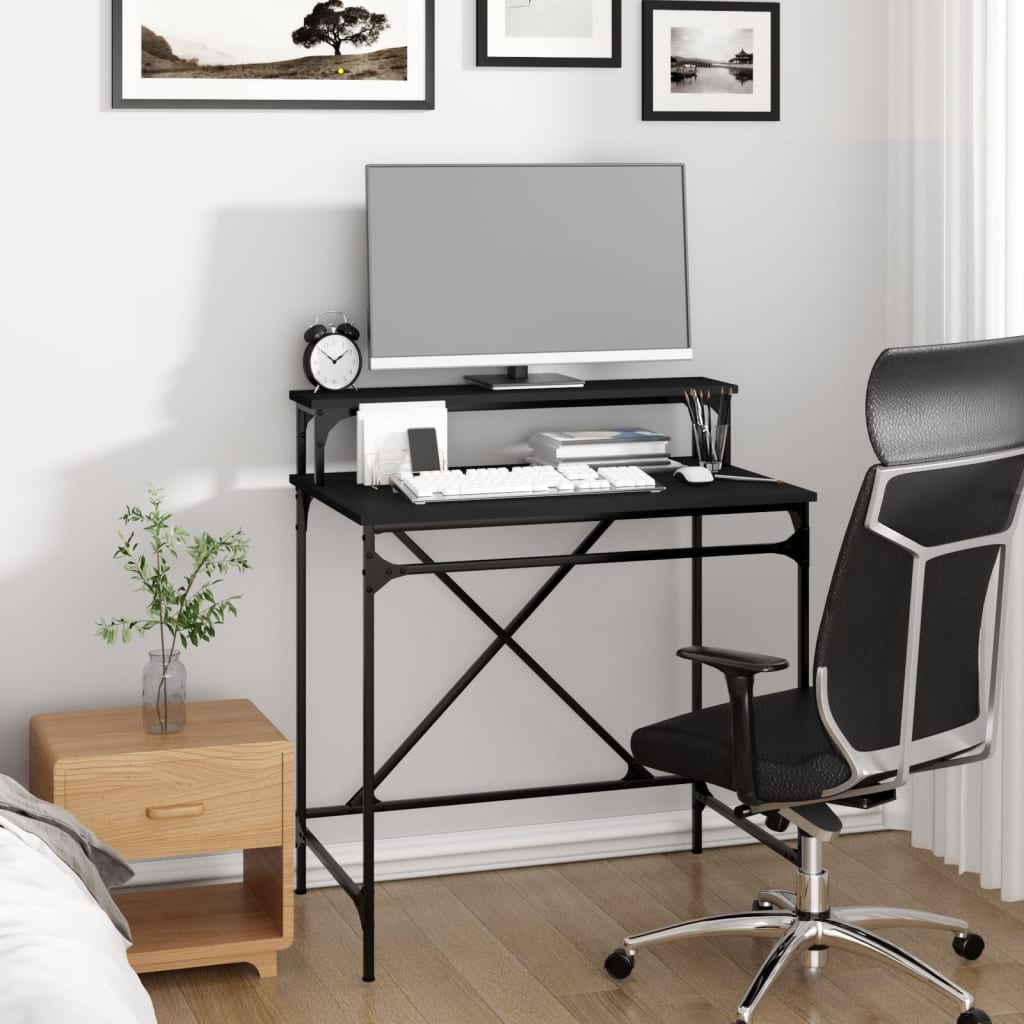 Bureau 80x50x90 cm bewerkt hout en ijzer zwart is nu te koop bij PeponiXL, paradijselijk wonen!