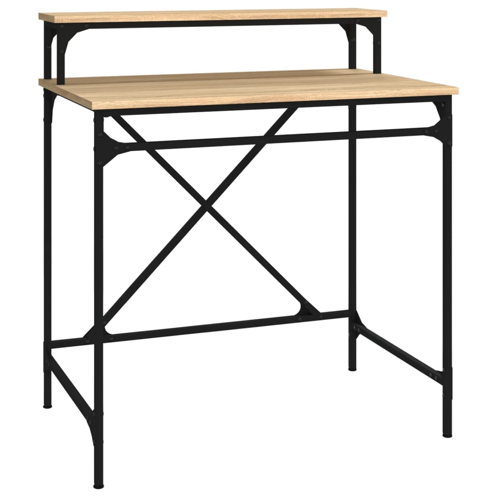 Bureau 80x50x90 cm bewerkt hout en ijzer sonoma eikenkleurig is nu te koop bij PeponiXL, paradijselijk wonen!