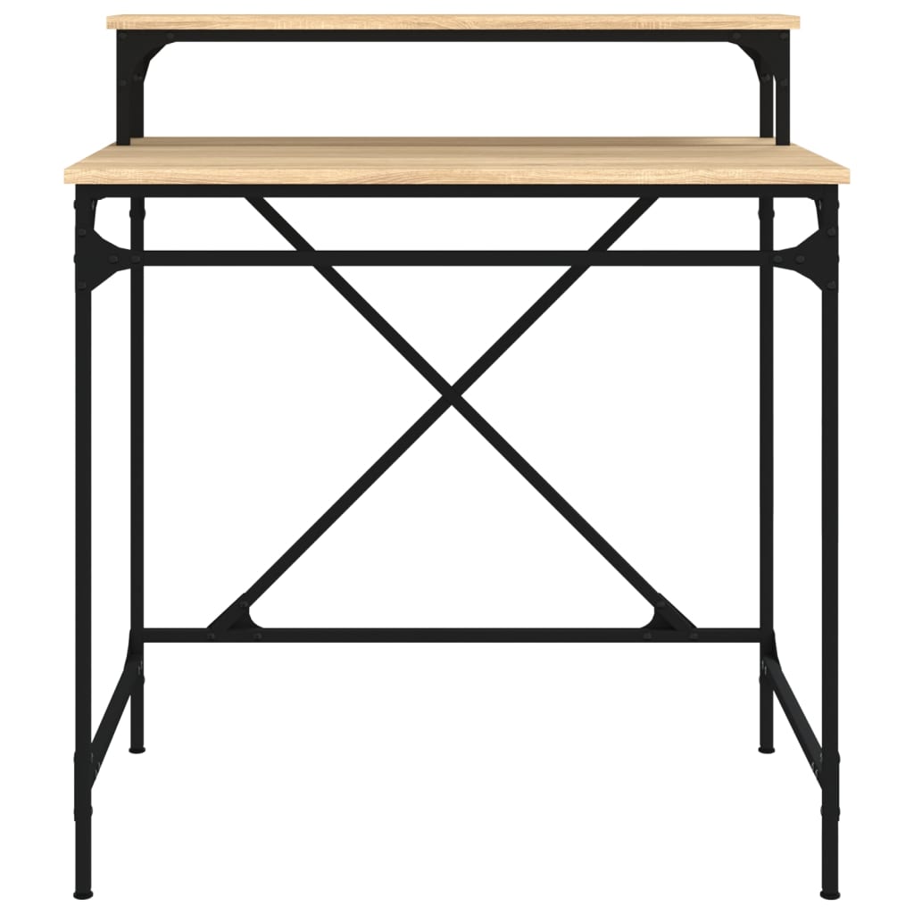 Bureau 80x50x90 cm bewerkt hout en ijzer sonoma eikenkleurig is nu te koop bij PeponiXL, paradijselijk wonen!