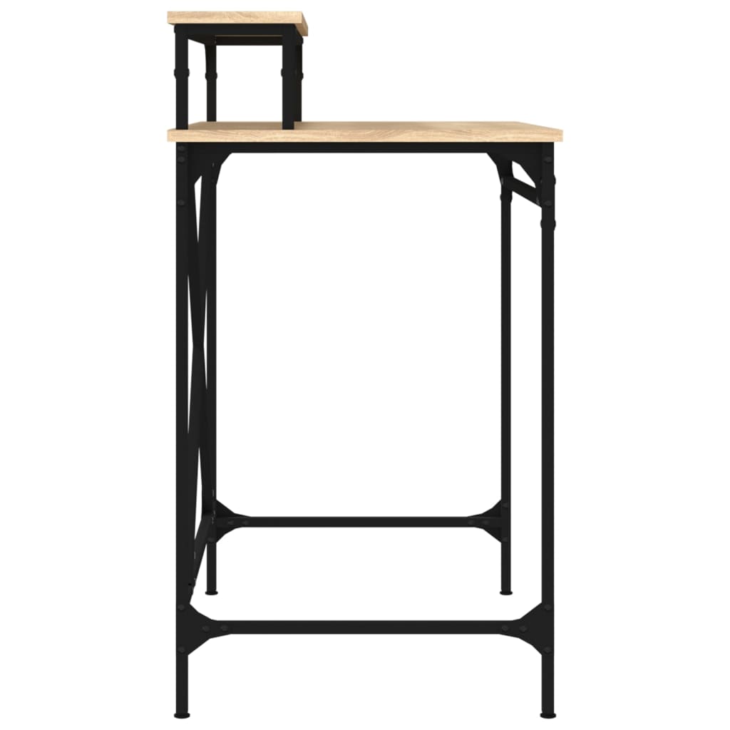 Bureau 80x50x90 cm bewerkt hout en ijzer sonoma eikenkleurig is nu te koop bij PeponiXL, paradijselijk wonen!