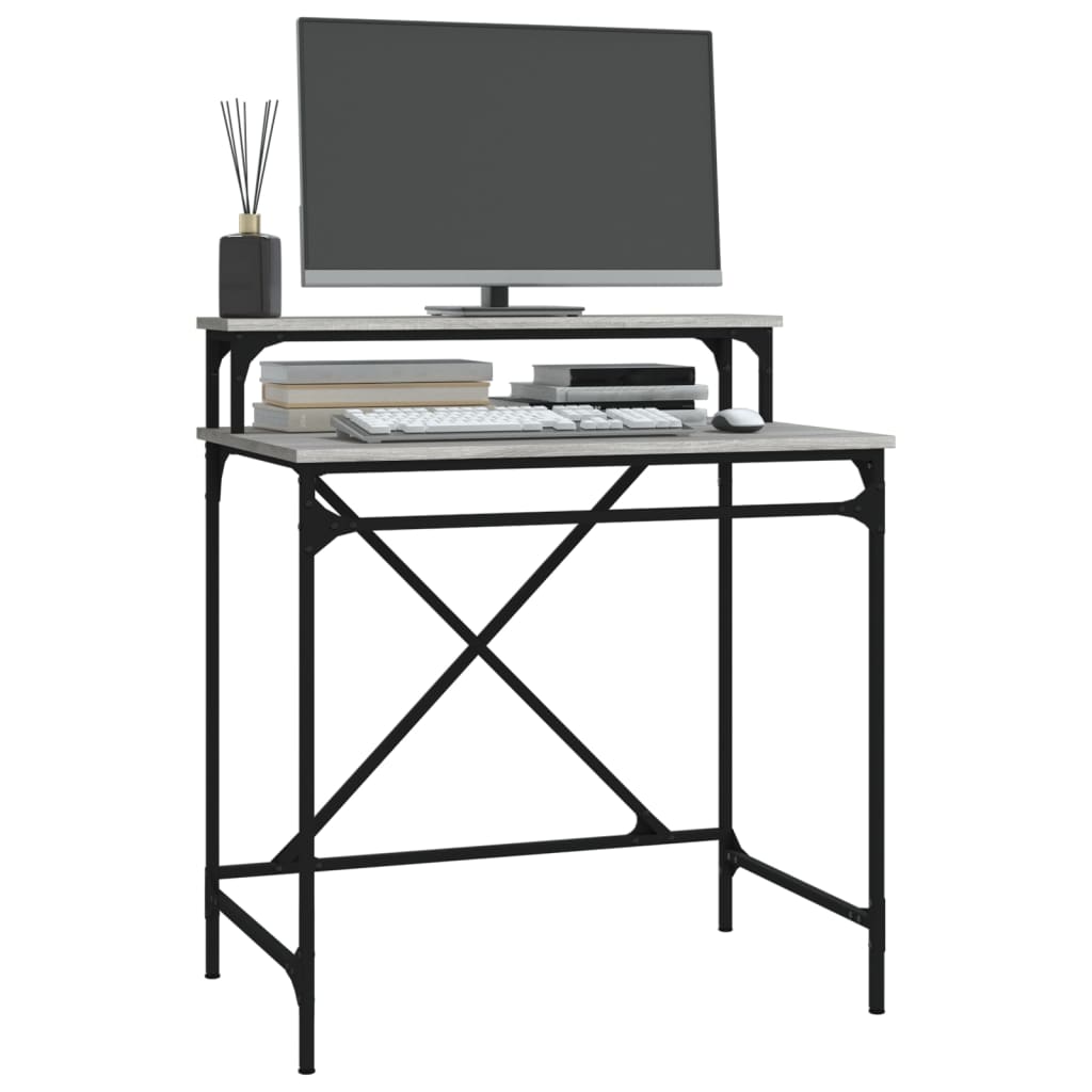Bureau 80x50x90 cm bewerkt hout en ijzer grijs sonoma eiken is nu te koop bij PeponiXL, paradijselijk wonen!