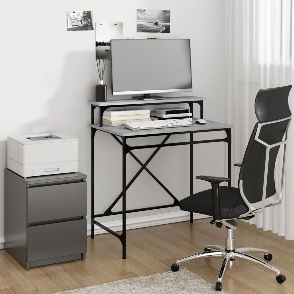 Bureau 80x50x90 cm bewerkt hout en ijzer grijs sonoma eiken is nu te koop bij PeponiXL, paradijselijk wonen!