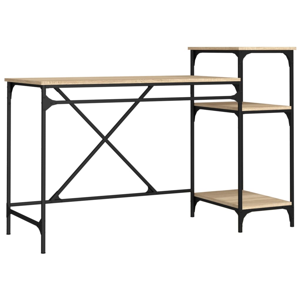 Bureau schappen 135x50x90 bewerkt hout en ijzer sonoma eiken is nu te koop bij PeponiXL, paradijselijk wonen!
