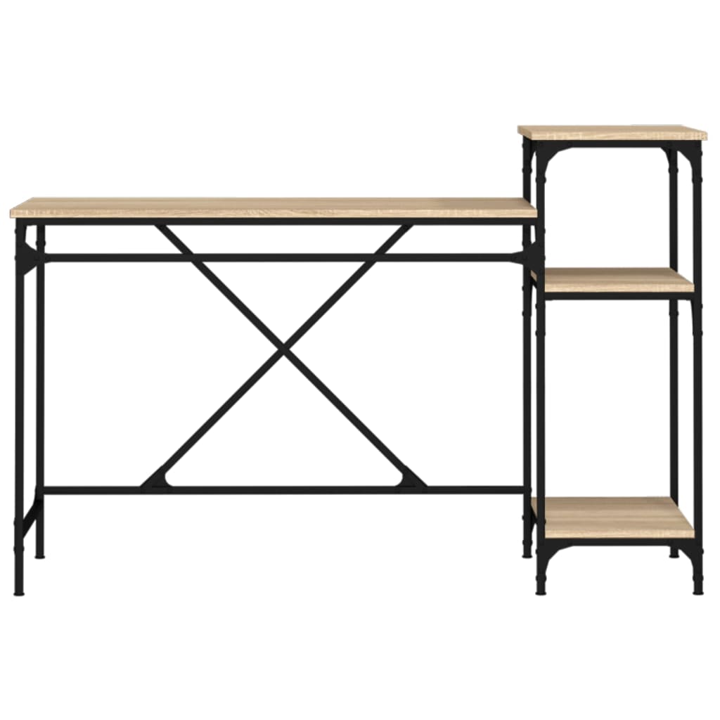 Bureau schappen 135x50x90 bewerkt hout en ijzer sonoma eiken is nu te koop bij PeponiXL, paradijselijk wonen!