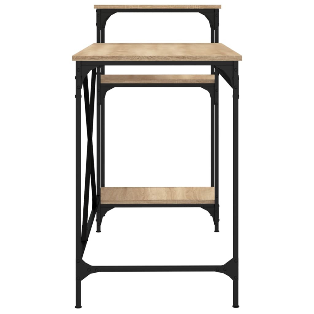 Bureau schappen 135x50x90 bewerkt hout en ijzer sonoma eiken is nu te koop bij PeponiXL, paradijselijk wonen!