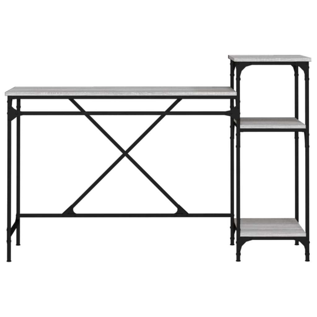 Bureau 135x50x90 bewerkt hout en ijzer grijs sonoma eikenkleur is nu te koop bij PeponiXL, paradijselijk wonen!