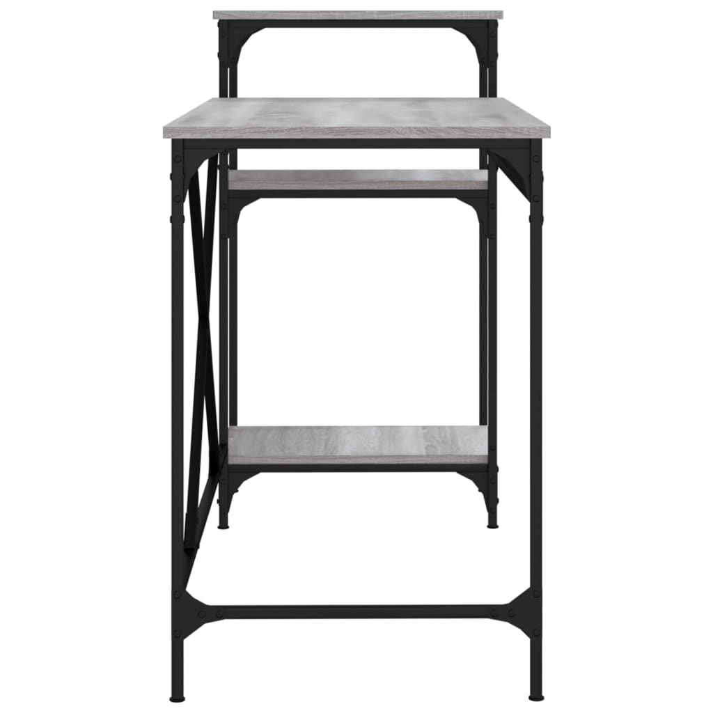 Bureau 135x50x90 bewerkt hout en ijzer grijs sonoma eikenkleur is nu te koop bij PeponiXL, paradijselijk wonen!