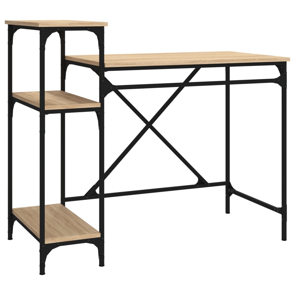 Bureau schappen 105x50x90 bewerkt hout en ijzer sonoma eiken is nu te koop bij PeponiXL, paradijselijk wonen!