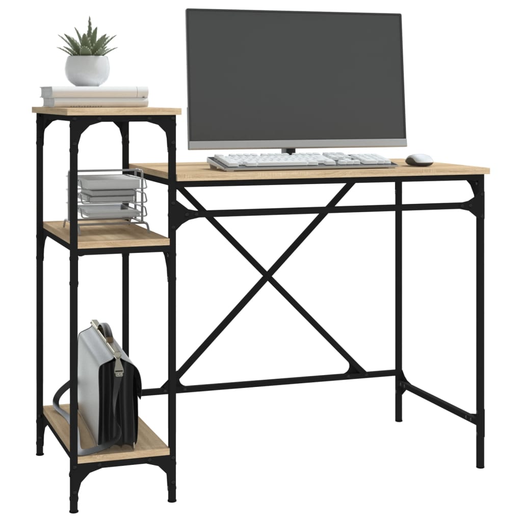Bureau schappen 105x50x90 bewerkt hout en ijzer sonoma eiken is nu te koop bij PeponiXL, paradijselijk wonen!