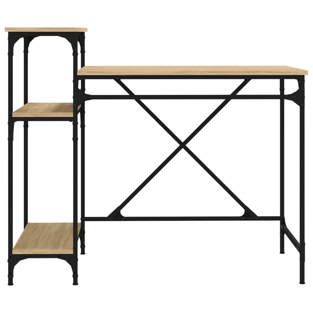 Bureau schappen 105x50x90 bewerkt hout en ijzer sonoma eiken is nu te koop bij PeponiXL, paradijselijk wonen!