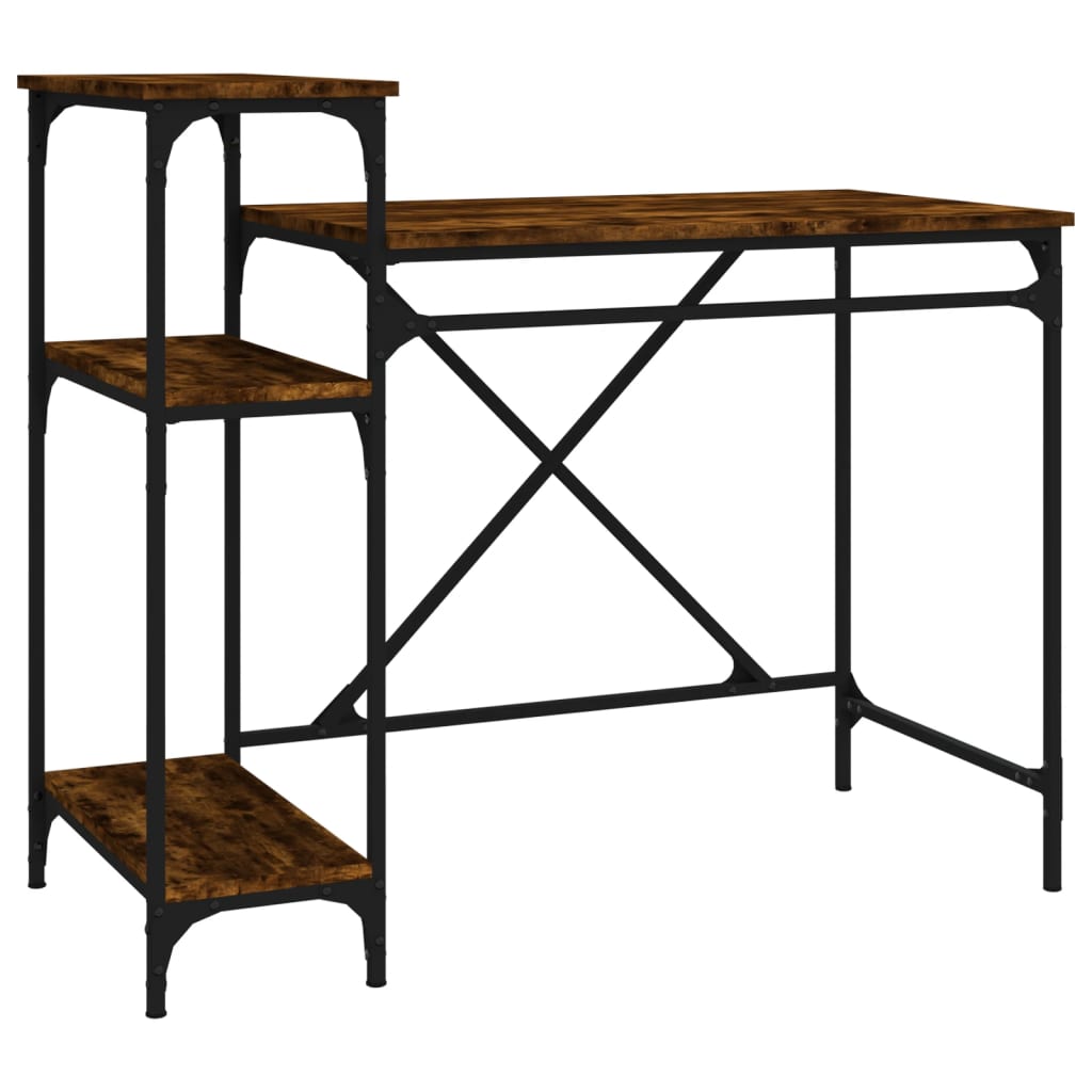 Bureau 105x50x90 cm bewerkt hout en ijzer gerookt eikenkleur is nu te koop bij PeponiXL, paradijselijk wonen!