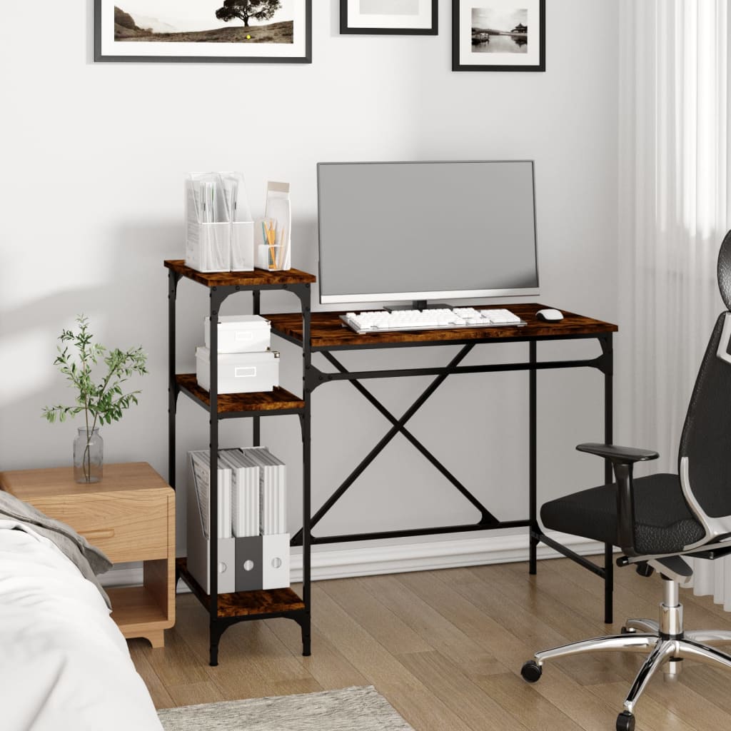 Bureau 105x50x90 cm bewerkt hout en ijzer gerookt eikenkleur is nu te koop bij PeponiXL, paradijselijk wonen!