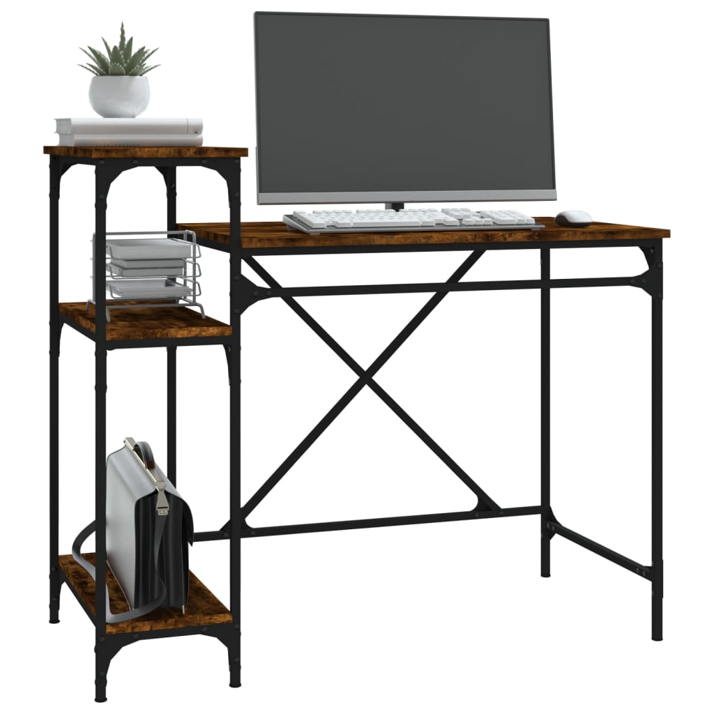 Bureau 105x50x90 cm bewerkt hout en ijzer gerookt eikenkleur is nu te koop bij PeponiXL, paradijselijk wonen!