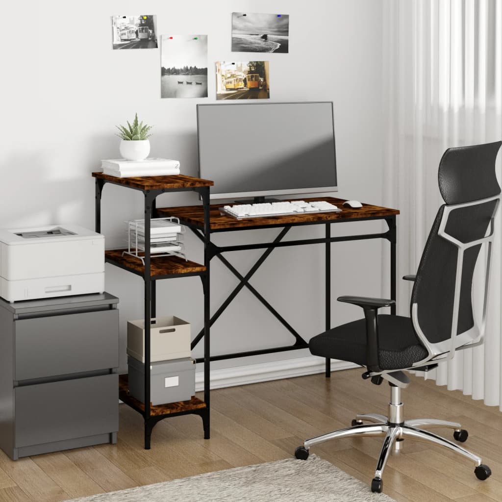 Bureau 105x50x90 cm bewerkt hout en ijzer gerookt eikenkleur is nu te koop bij PeponiXL, paradijselijk wonen!