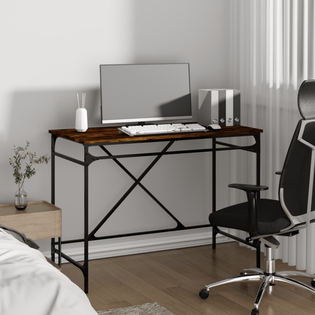 Bureau 100x50x75 cm bewerkt hout en ijzer gerookt eikenkleurig is nu te koop bij PeponiXL, paradijselijk wonen!